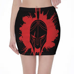 Bloody Spartan Warrior Print Pencil Mini Skirt