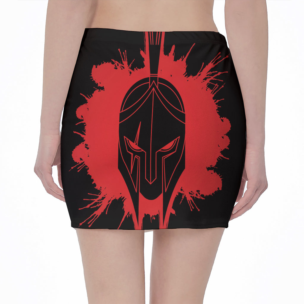 Bloody Spartan Warrior Print Pencil Mini Skirt