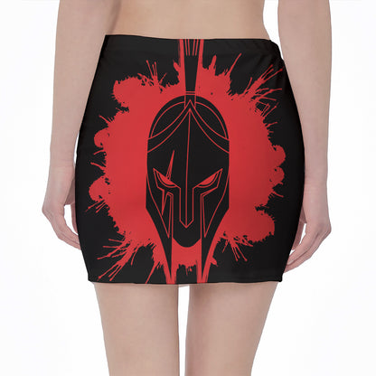 Bloody Spartan Warrior Print Pencil Mini Skirt