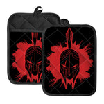 Bloody Spartan Warrior Print Pot Holders With Pocket