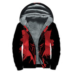 Bloody Spartan Warrior Print Sherpa Lined Zip Up Hoodie