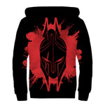 Bloody Spartan Warrior Print Sherpa Lined Zip Up Hoodie