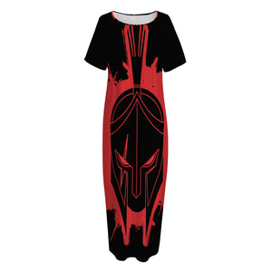 Bloody Spartan Warrior Print Short Sleeve Long Nightdress