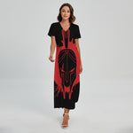 Bloody Spartan Warrior Print Short Sleeve Maxi Dress