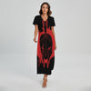 Bloody Spartan Warrior Print Short Sleeve Maxi Dress