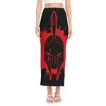 Bloody Spartan Warrior Print Side Slit Maxi Skirt