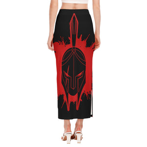 Bloody Spartan Warrior Print Side Slit Maxi Skirt