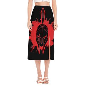 Bloody Spartan Warrior Print Side Slit Midi Skirt