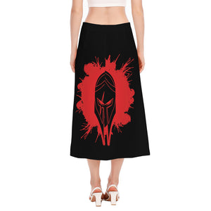 Bloody Spartan Warrior Print Side Slit Midi Skirt