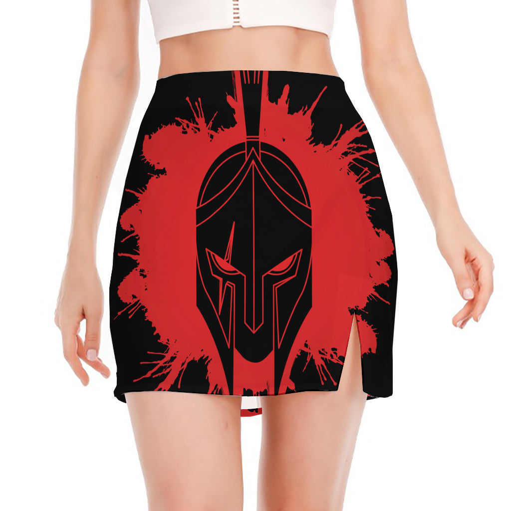 Bloody Spartan Warrior Print Side Slit Mini Skirt