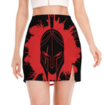 Bloody Spartan Warrior Print Side Slit Mini Skirt