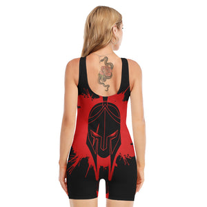 Bloody Spartan Warrior Print Sleeveless One Piece Swimsuit