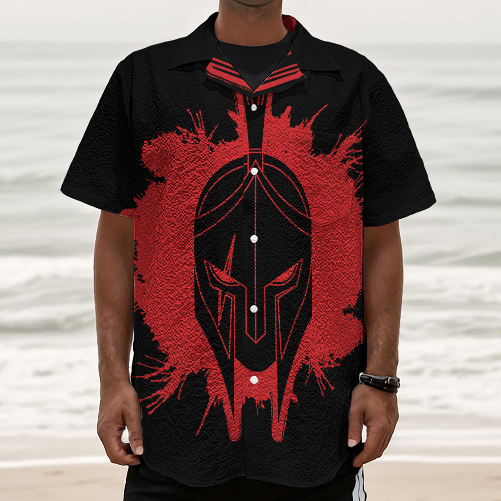 Bloody Spartan Warrior Print Textured Short Sleeve Shirt