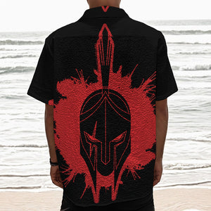 Bloody Spartan Warrior Print Textured Short Sleeve Shirt