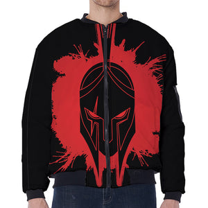 Bloody Spartan Warrior Print Zip Sleeve Bomber Jacket