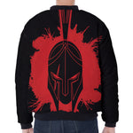 Bloody Spartan Warrior Print Zip Sleeve Bomber Jacket