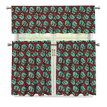 Bloody Zombie Pattern Print 3 Piece Kitchen Curtains