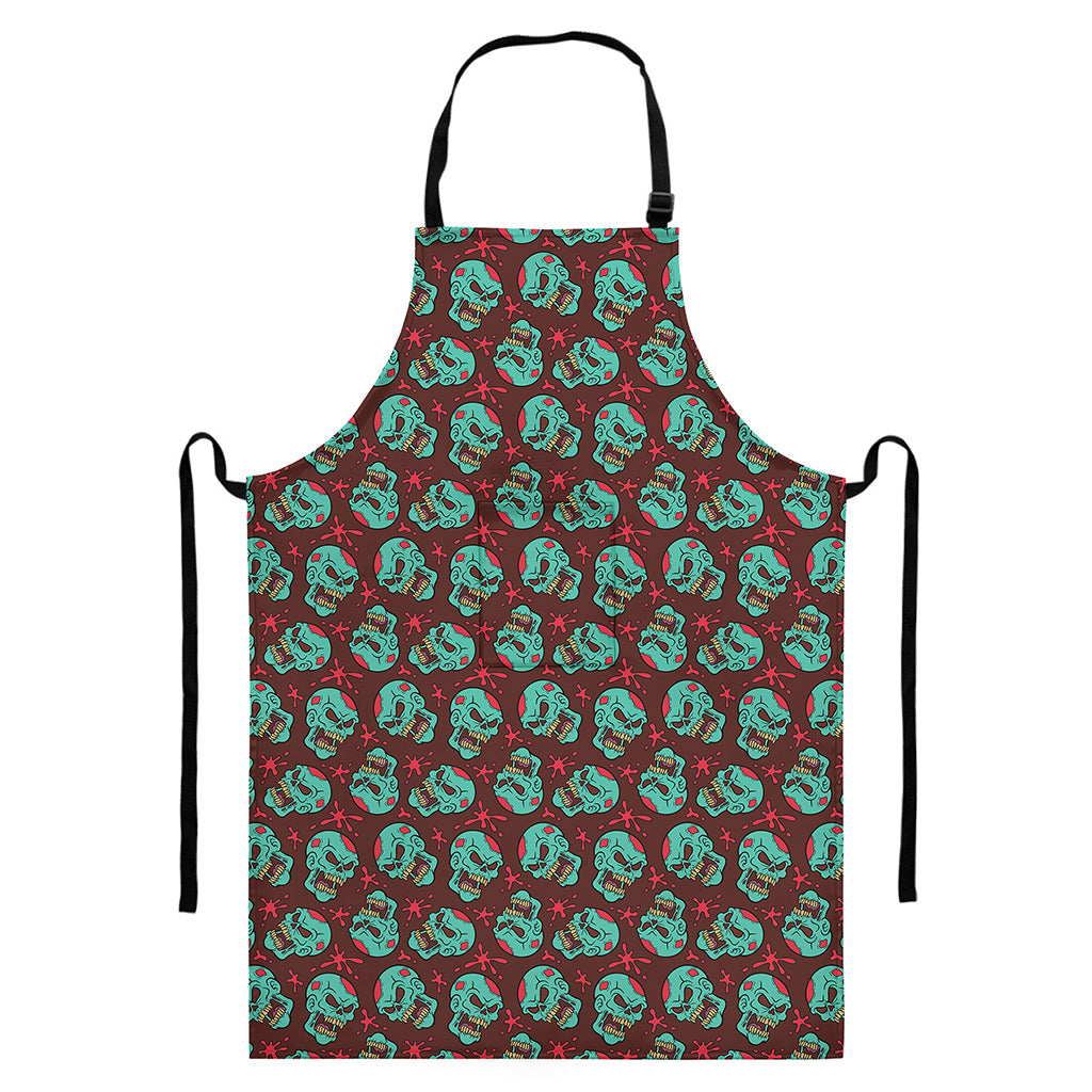 Bloody Zombie Pattern Print Bib Apron With Pocket