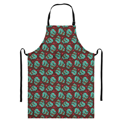 Bloody Zombie Pattern Print Bib Apron With Pocket