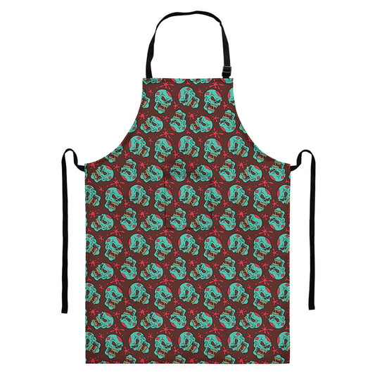 Bloody Zombie Pattern Print Bib Apron With Pocket