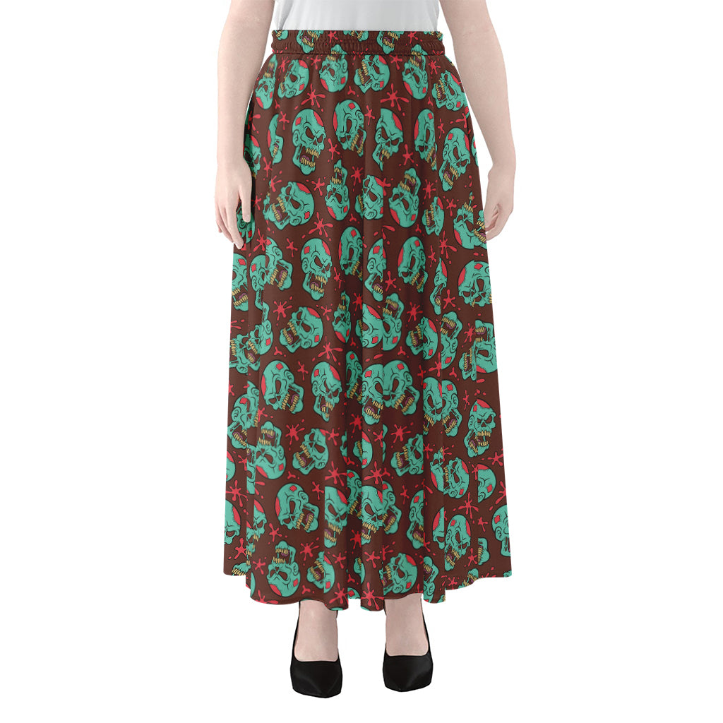 Bloody Zombie Pattern Print Chiffon Maxi Skirt