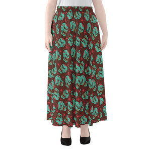 Bloody Zombie Pattern Print Chiffon Maxi Skirt