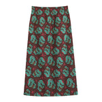 Bloody Zombie Pattern Print Cotton Front Slit Maxi Skirt