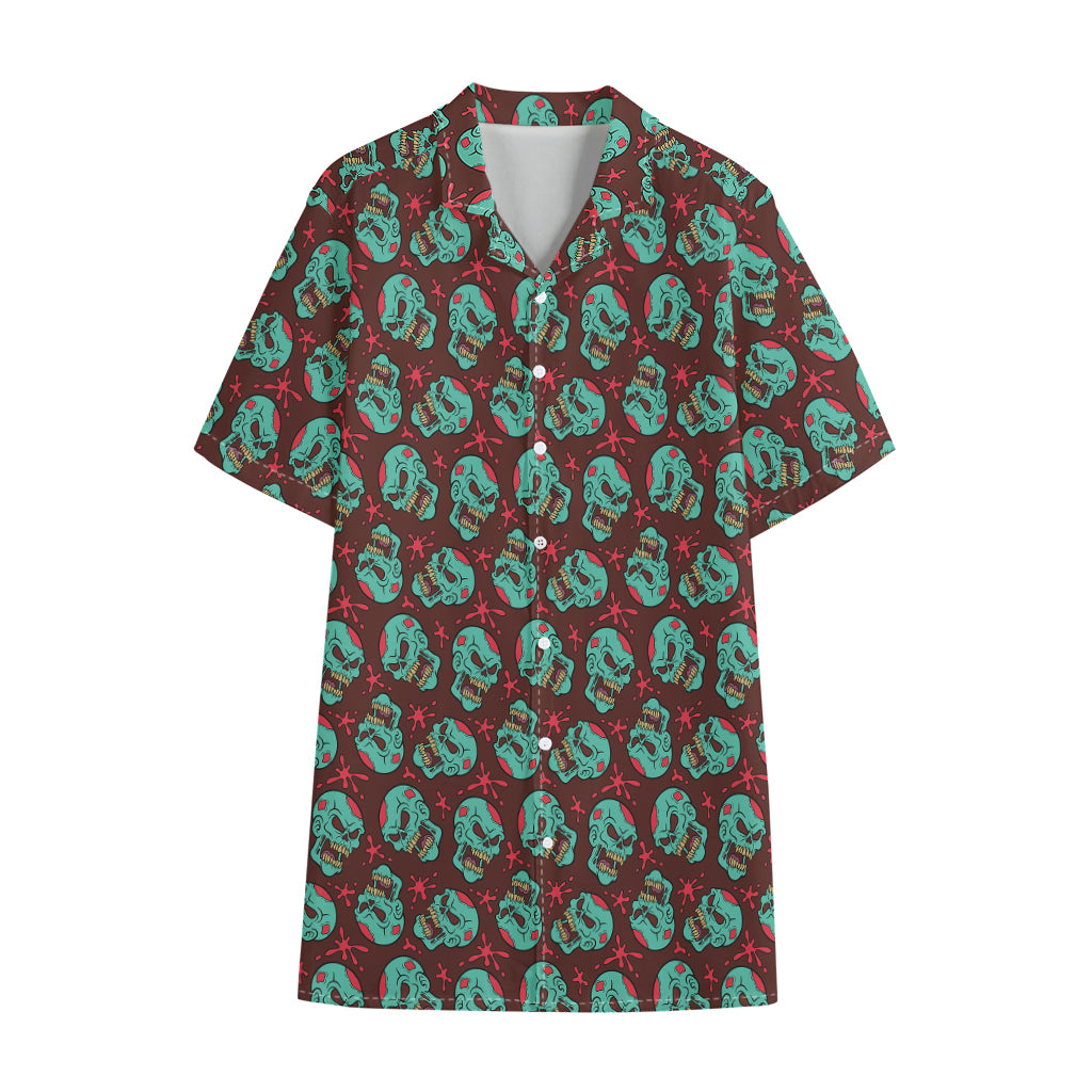 Bloody Zombie Pattern Print Cotton Hawaiian Shirt