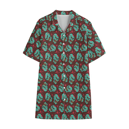 Bloody Zombie Pattern Print Cotton Hawaiian Shirt