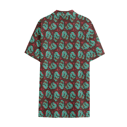 Bloody Zombie Pattern Print Cotton Hawaiian Shirt