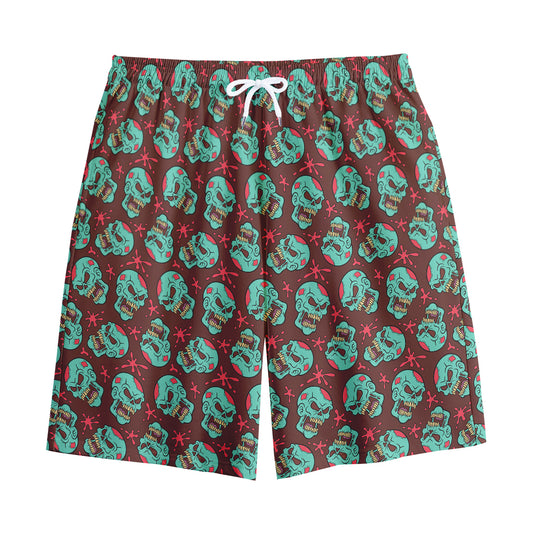 Bloody Zombie Pattern Print Cotton Shorts