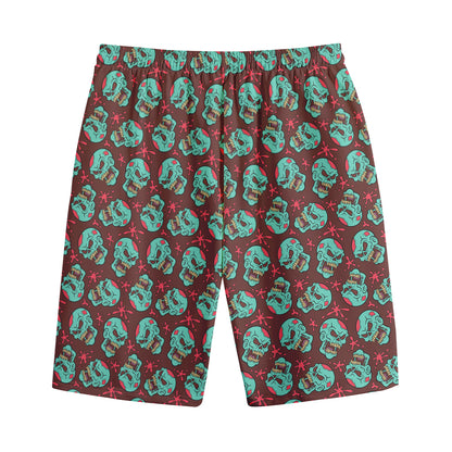 Bloody Zombie Pattern Print Cotton Shorts