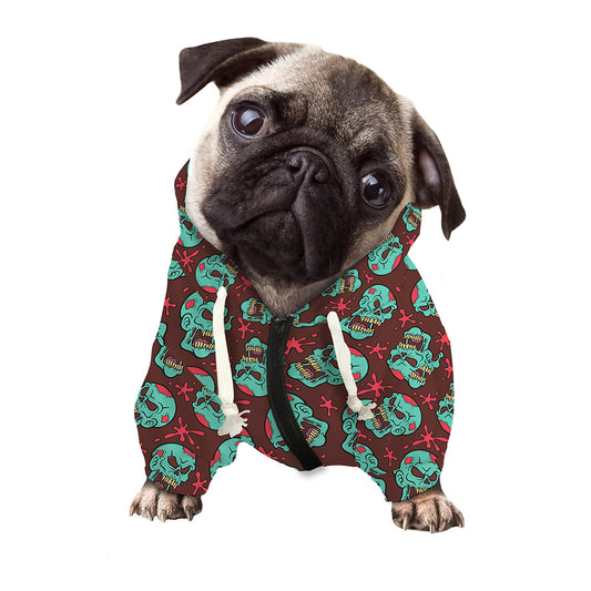 Bloody Zombie Pattern Print Dog Zip Up Hoodie