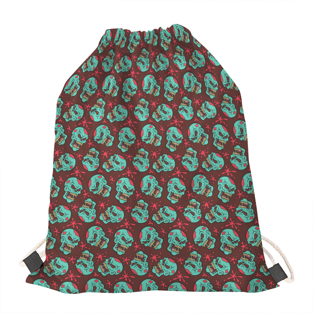 Bloody Zombie Pattern Print Drawstring Bag