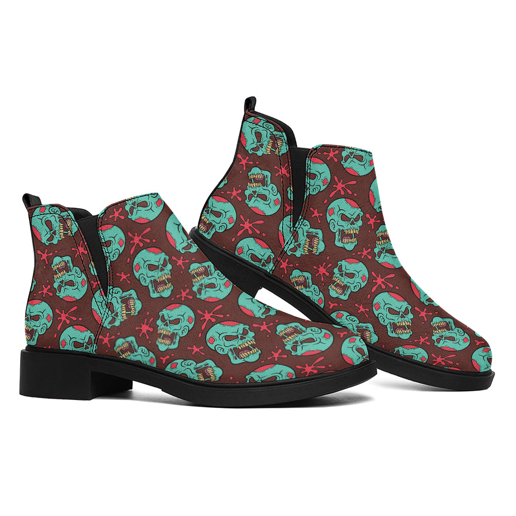 Bloody Zombie Pattern Print Flat Ankle Boots