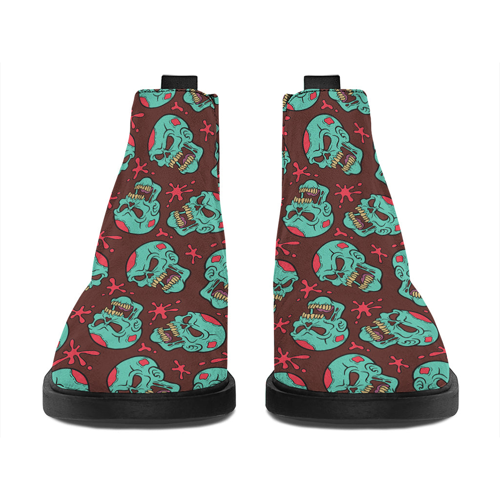 Bloody Zombie Pattern Print Flat Ankle Boots