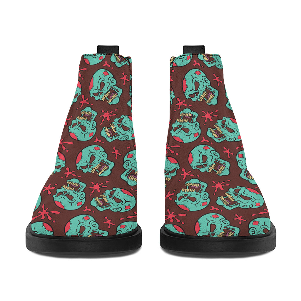Bloody Zombie Pattern Print Flat Ankle Boots