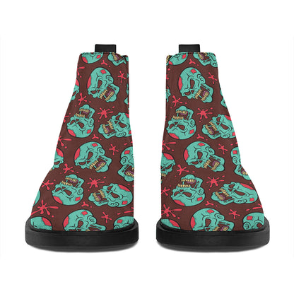 Bloody Zombie Pattern Print Flat Ankle Boots
