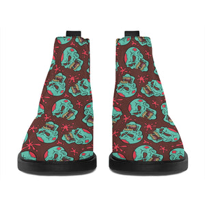 Bloody Zombie Pattern Print Flat Ankle Boots