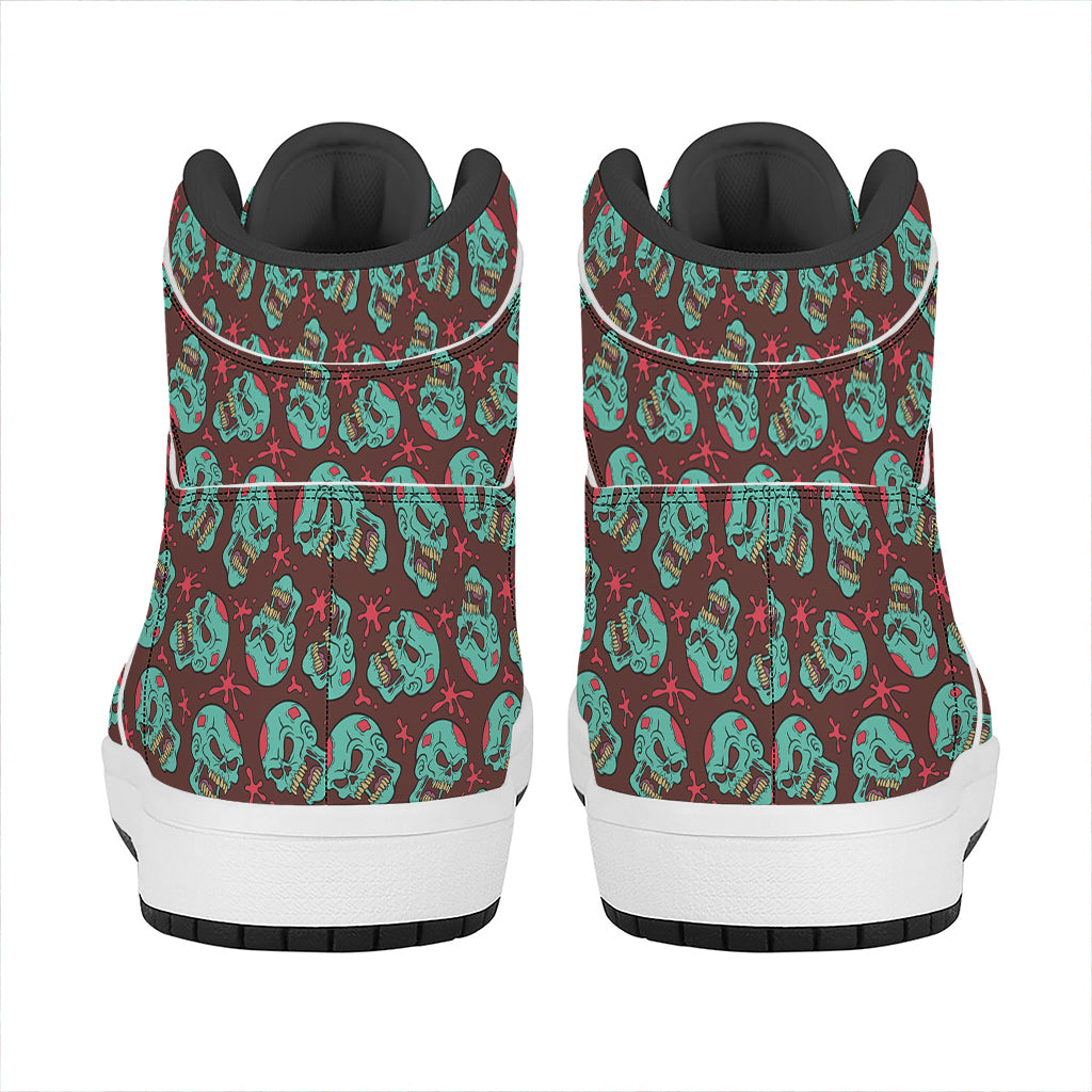Bloody Zombie Pattern Print High Top Leather Sneakers