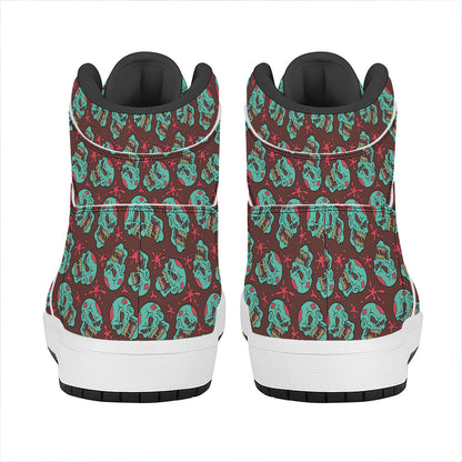 Bloody Zombie Pattern Print High Top Leather Sneakers