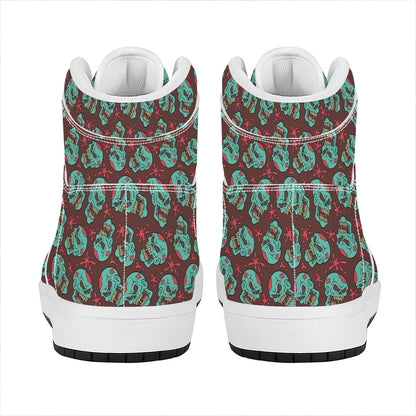 Bloody Zombie Pattern Print High Top Leather Sneakers