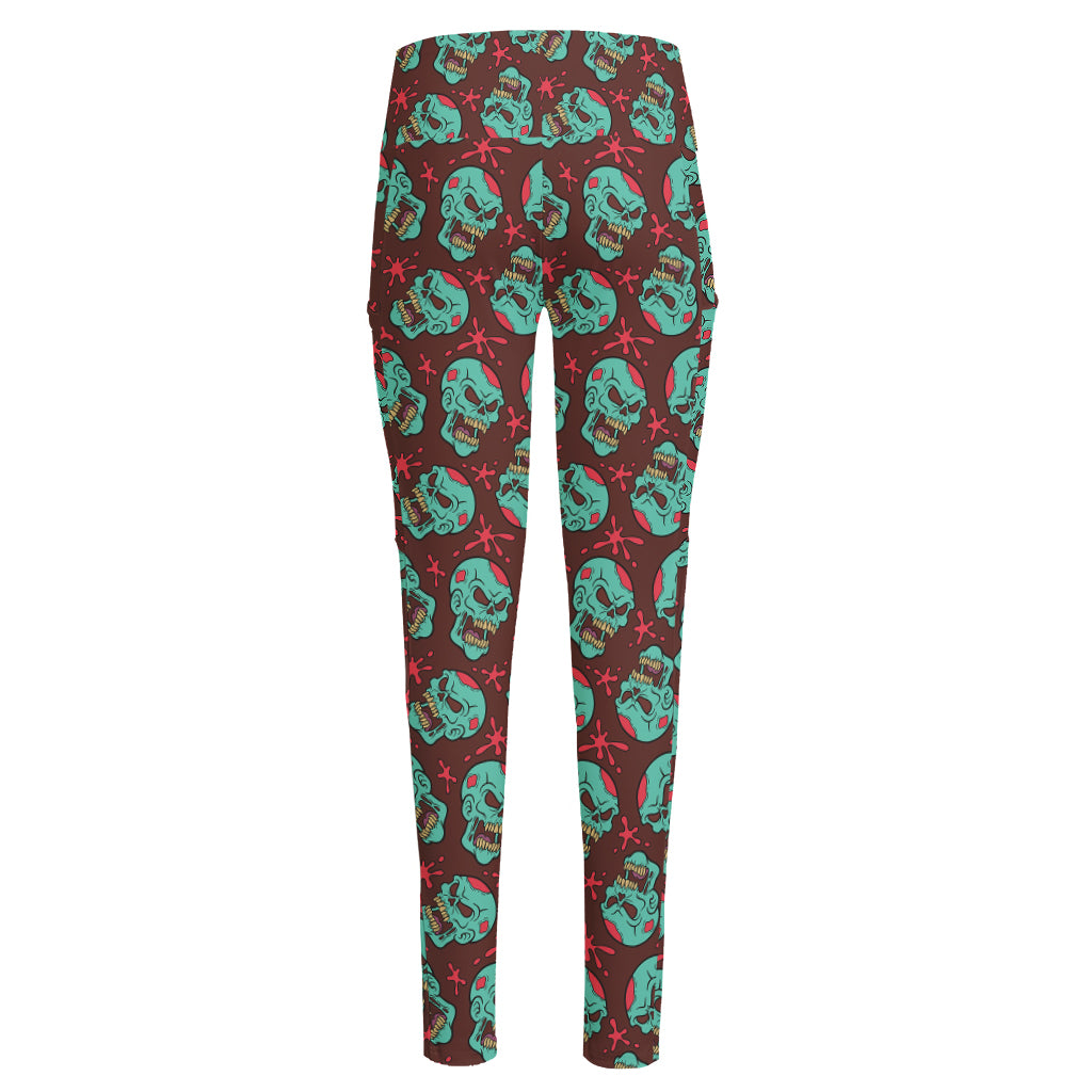 Bloody Zombie Pattern Print High-Waisted Pocket Leggings