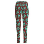 Bloody Zombie Pattern Print High-Waisted Pocket Leggings