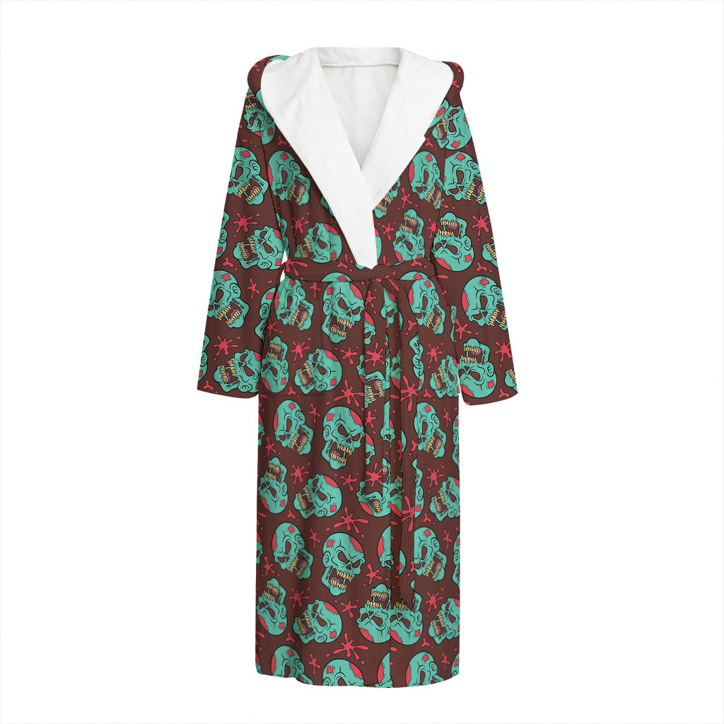 Bloody Zombie Pattern Print Hooded Bathrobe