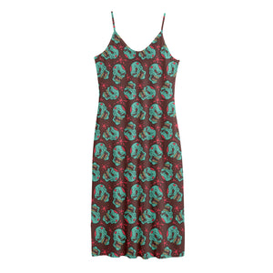 Bloody Zombie Pattern Print Jersey Midi Cami Dress