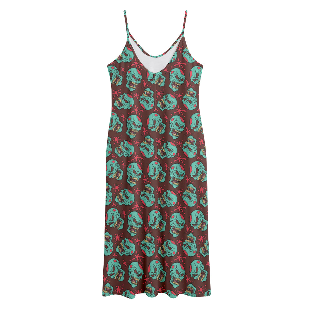 Bloody Zombie Pattern Print Jersey Midi Cami Dress