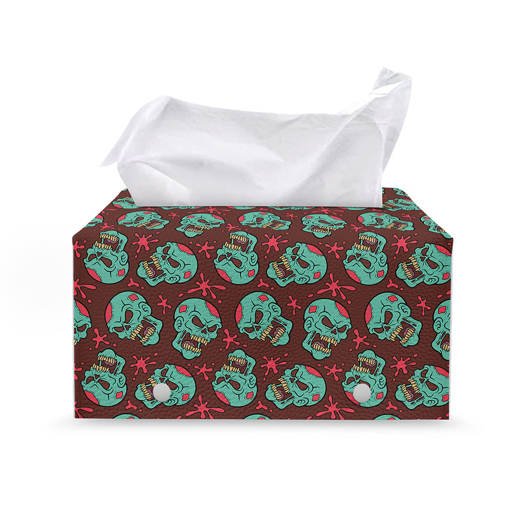 Bloody Zombie Pattern Print Leather Tissue Box Cover