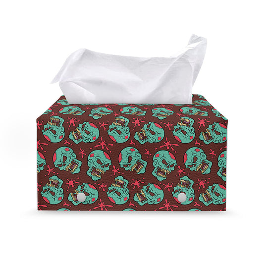 Bloody Zombie Pattern Print Leather Tissue Box Cover