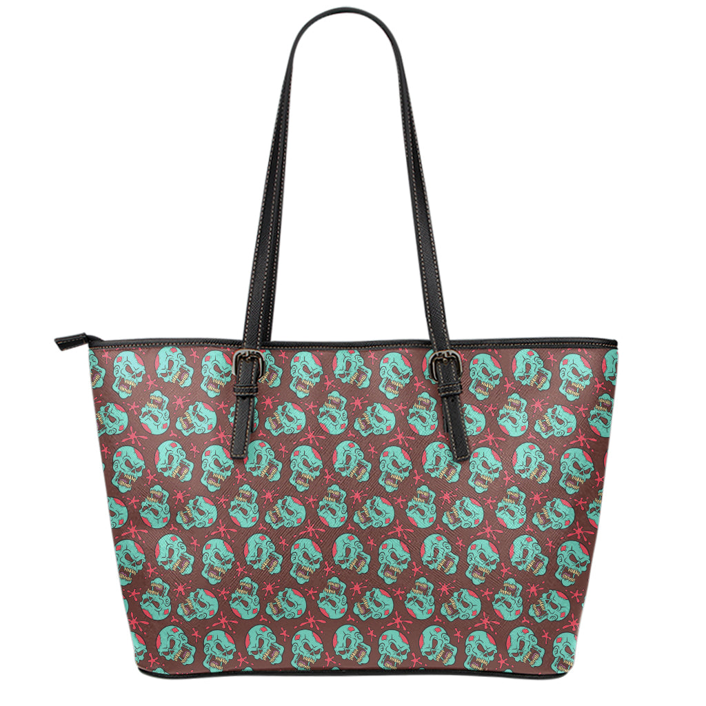 Bloody Zombie Pattern Print Leather Tote Bag